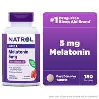 Natrol? Sleep Melatonin Fast Dissolve Tablets, Nighttime Sleep Aid, Strawberry Flavor, 5mg, 150 Count EasyOptionXY LLC