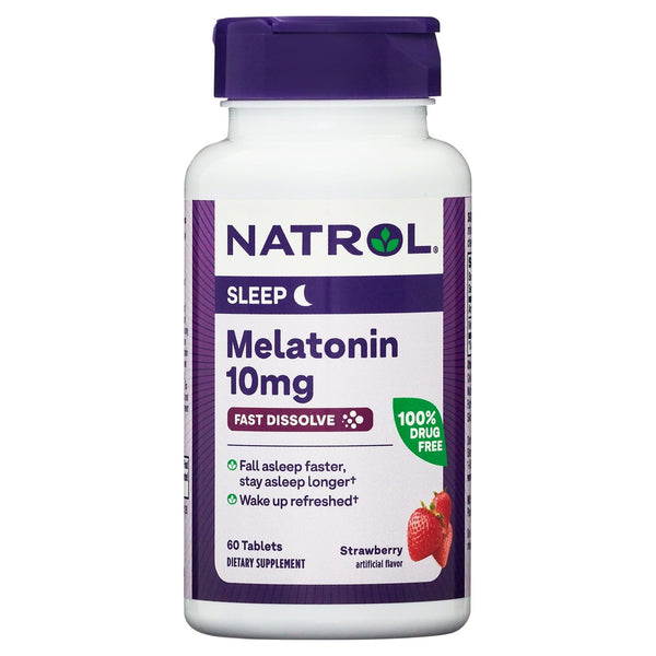 Natrol? Sleep Melatonin Fast Dissolve Tablets, Nighttime Sleep Aid, Strawberry Flavor, 10mg, 60 Count EasyOptionXY LLC