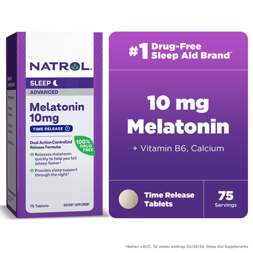 Natrol? Sleep Advanced Melatonin Time Release Tablets, Nighttime Sleep Aid, 10mg, 75 Count EasyOptionXY LLC
