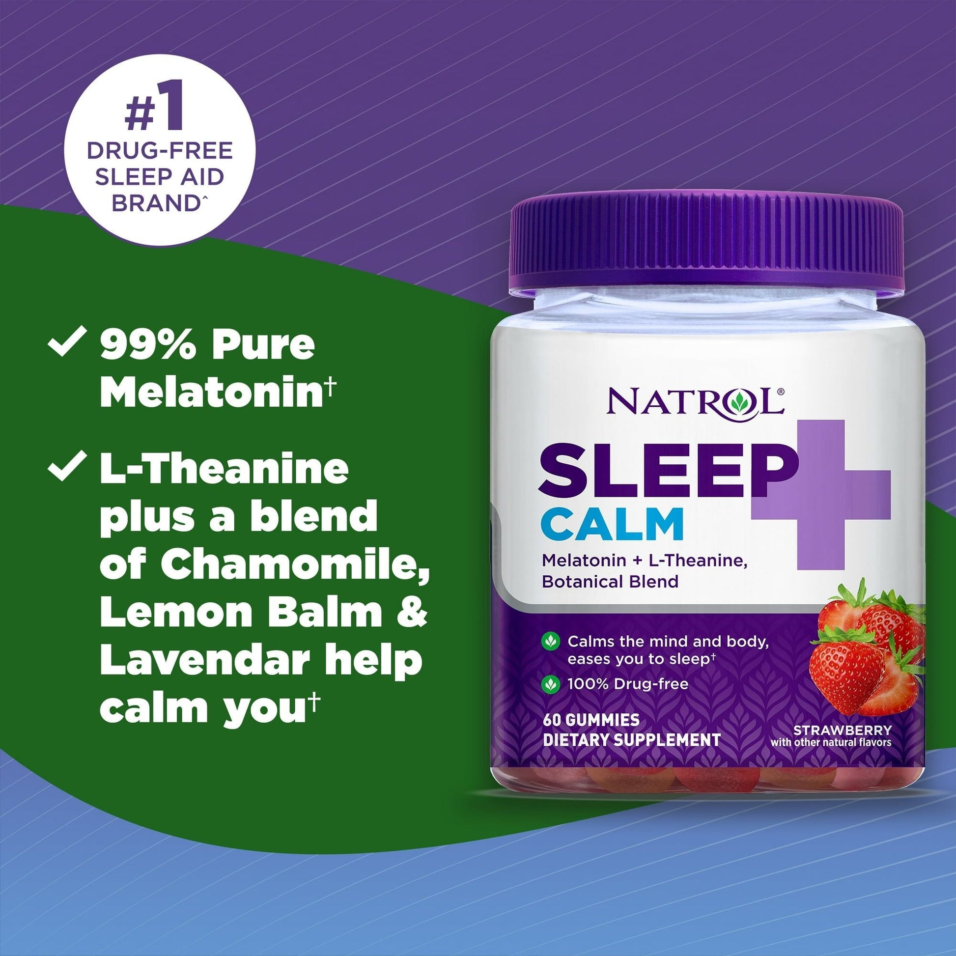 Natrol? Sleep+? Calm Melatonin Gummies for Adults, Strawberry Flavor, 60 Count EasyOptionXY LLC