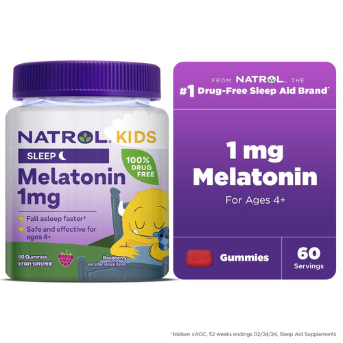 Natrol? Kids Melatonin, Sleep Gummies for Children, Raspberry Flavor, 1mg, 60 Count EasyOptionXY LLC