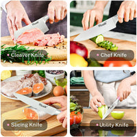Kitchen Knife Set, 9PC Pink Wheat Straw Sharp Cooking Knife Set with Acrylic Stand, Stainless Steel Non-stick Chef with Comfortable Handle for Slicing Cutting Peeling Chopping EasyOptionXY LLC