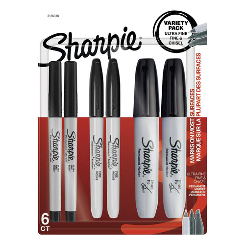 Sharpie Permanent Markers, Multi-Tip Pack, Fine/Ultra Fine/Chisel Tip, Black, 6 Count EasyOptionXY LLC