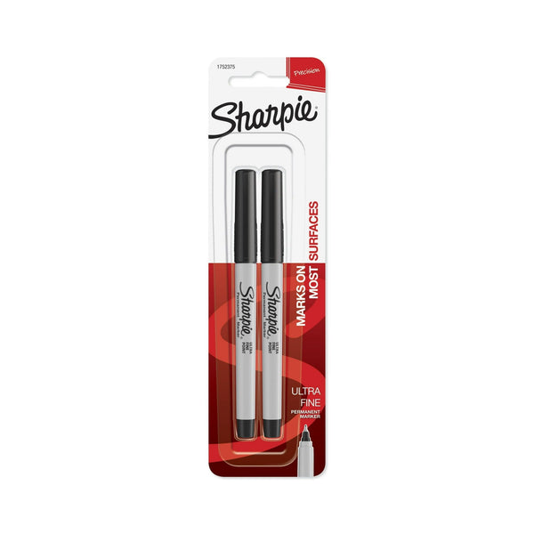 Sharpie Permanent Black Markers, Ultra Fine Tip, 2 Count EasyOptionXY LLC