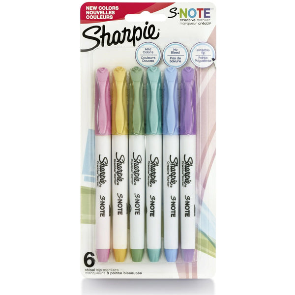 Sharpie S-Note Creative Markers Assorted Colors, Chisel Tip, 6 Count EasyOptionXY LLC
