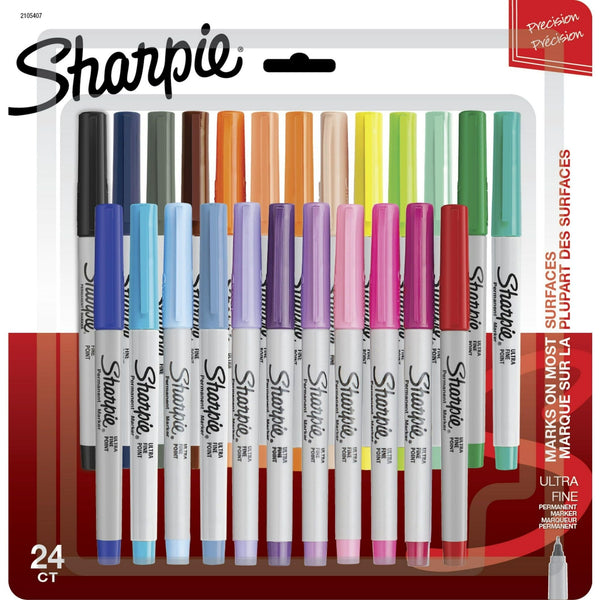Sharpie Permanent Markers, Ultra Fine Point, Assorted Colors, 24 Count EasyOptionXY LLC