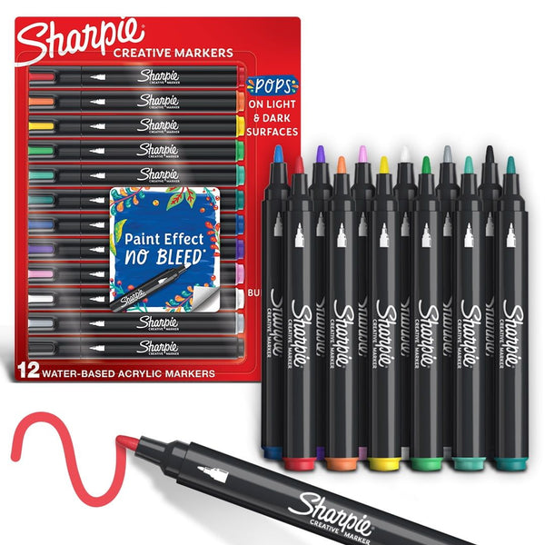 Sharpie Creative Markers, Water-Based Acrylic Markers, Bullet Tip, Assorted Colors,12 Count EasyOptionXY LLC
