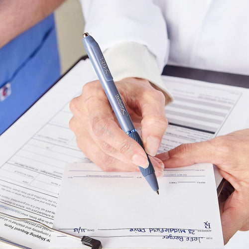 Sharpie S-Gel, Gel Pens, Medium Point - 0.7 mm, Frost Blue Barrel, Black Gel Ink Pens, 4 Count EasyOptionXY LLC