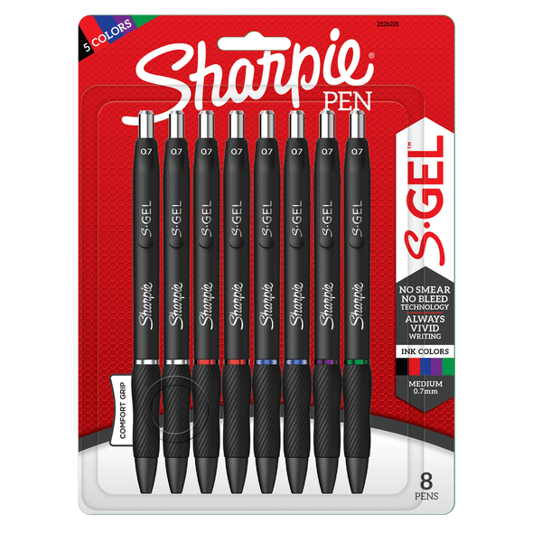 Sharpie S-Gel Gel Pens, Medium Point, 0.7mm, Assorted, 8 Count EasyOptionXY LLC