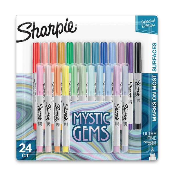 Sharpie Permanent Mystic Gem Markers, Ultra-Fine Point, Assorted, 24 Count EasyOptionXY LLC