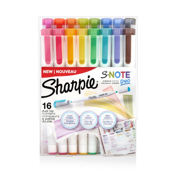 Sharpie S-Note Duo Dual-Ended Creative Markers, Assorted Colors, Fine & Chisel Tips, 16-Ct EasyOptionXY LLC
