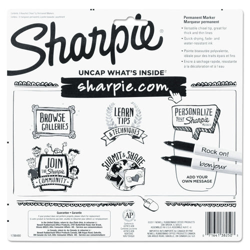Sharpie Permanent Markers, Chisel Tip, Classic Colors, 8 Count EasyOptionXY LLC