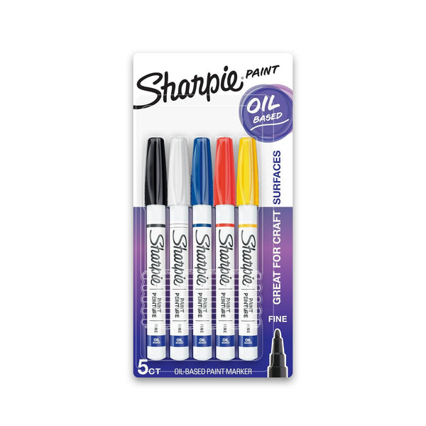 Sharpie Oil-Based Fine Point Assorted Colors Paint Markers, 5 Count EasyOptionXY LLC