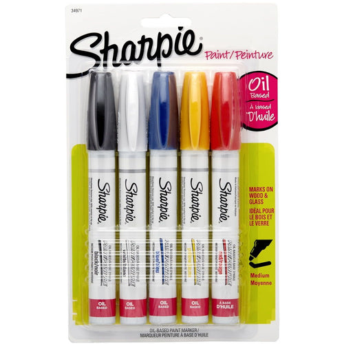 Sharpie Medium Point Oil-Based Paint Markers 5/Pkg-Black, Blue, Yellow, Red And White EasyOptionXY LLC