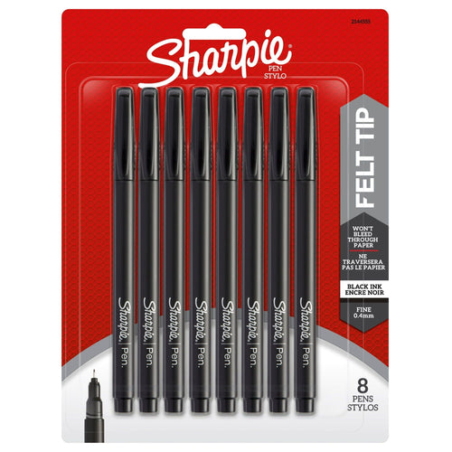 Sharpie Felt Tip Pens, Fine Point (0.4mm), Black, 8 Count EasyOptionXY LLC