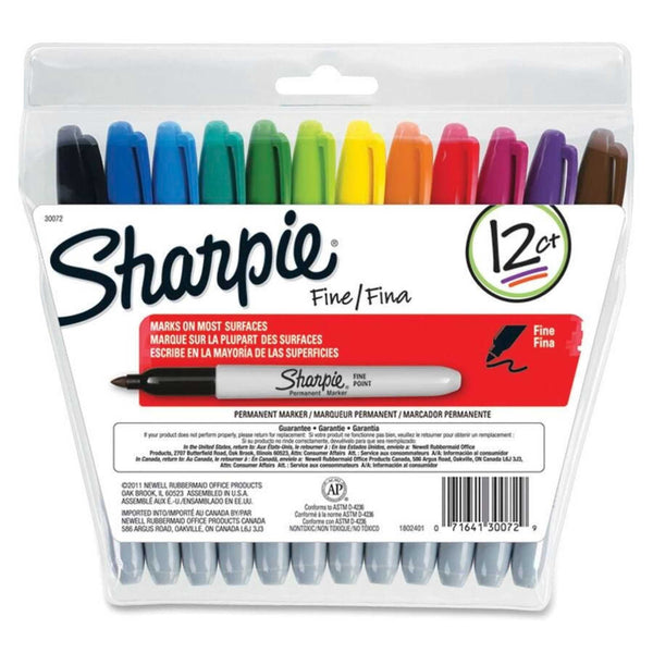 Sharpie Permanent Markers, Fine Point, Assorted Colors, 12 Count in Pouch EasyOptionXY LLC