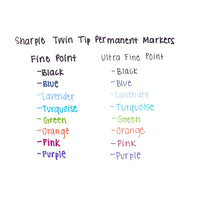 Sharpie Twin Tip Permanent Markers, Fine and Ultra Fine, Black, 2 Count EasyOptionXY LLC