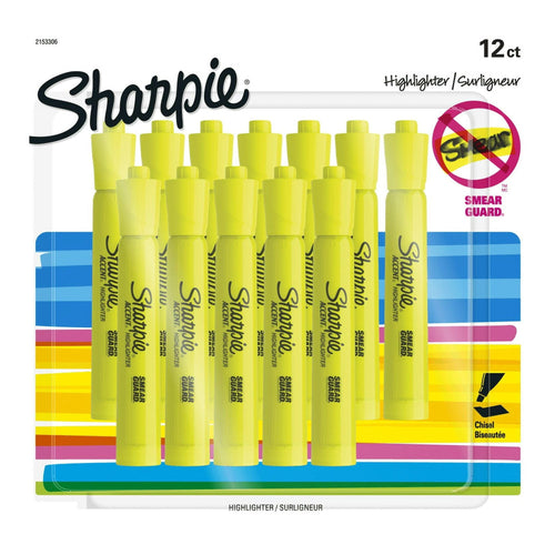 Sharpie Tank Style Highlighters, Chisel Tip, Fluorescent Yellow, 12 Count EasyOptionXY LLC