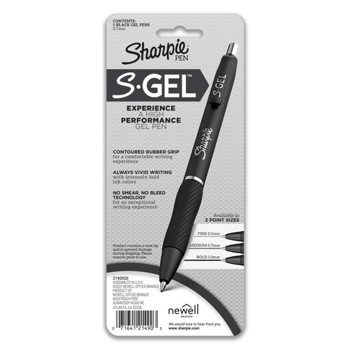 Sharpie S-Gel, Gel Pens, Medium Point 0.7 mm, Black Gel Ink Pens, Blue Barrel, 4 + 1 Bonus, 5 Count EasyOptionXY LLC