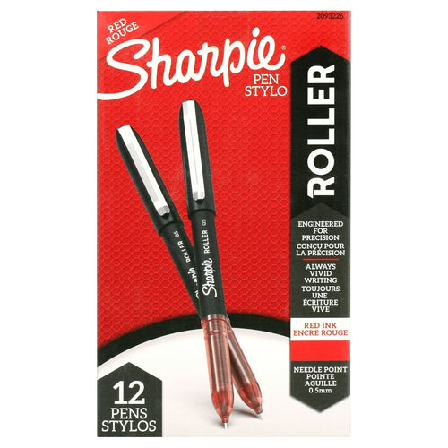 Sharpie Rollerball Pen, Needle Point (0.5mm) Precision Pen, Red Ink, 12 Count EasyOptionXY LLC