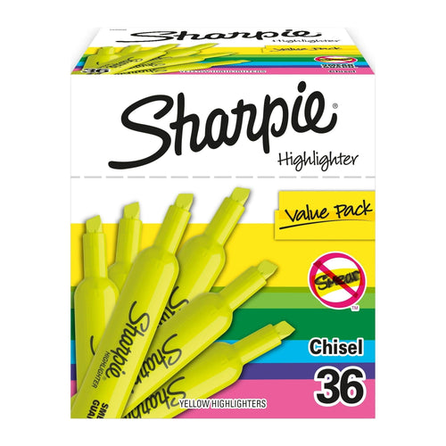 Sharpie Tank Style Highlighters, Chisel Tip, Fluorescent Yellow, 36 Count EasyOptionXY LLC