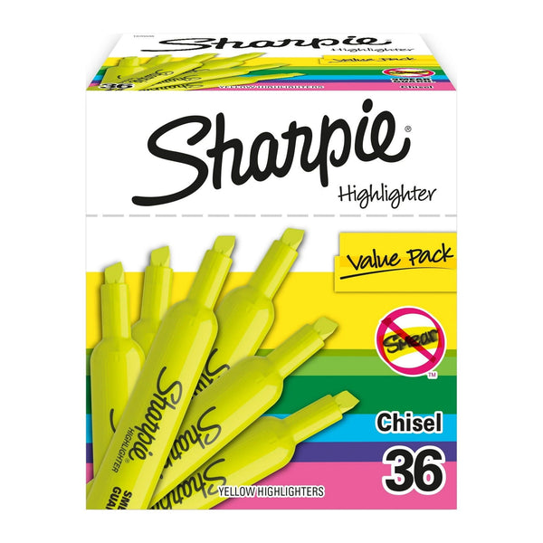 Sharpie Tank Style Highlighters, Chisel Tip, Fluorescent Yellow, 36 Count EasyOptionXY LLC