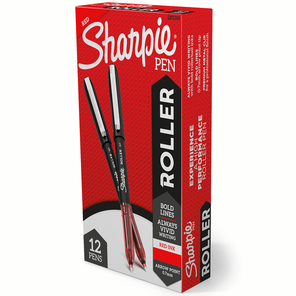 Sharpie Rollerball Pen, Arrow Point (0.7mm) Pen for Bold Lines, Red Ink, 12 Count EasyOptionXY LLC