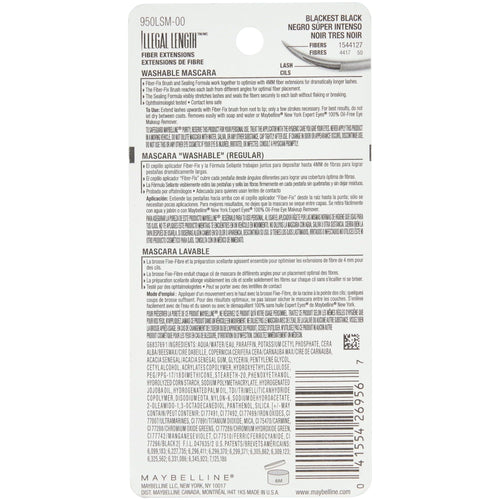 Maybelline Illegal Length Fiber Extensions Washable Mascara, Blackest Black EasyOptionXY LLC