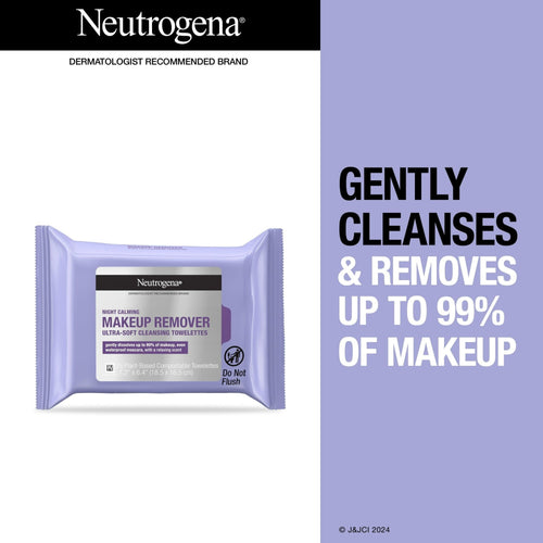 Neutrogena Makeup Remover Night Calming Wipes & Face Cleansing Towelettes, 25 Ct, 2 pack EasyOptionXY LLC