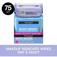 Neutrogena Day & Night Ultra-Soft Face Wipes, 3 Packs of 25 Ct, 75 Ct EasyOptionXY LLC
