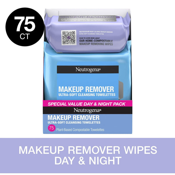 Neutrogena Day & Night Ultra-Soft Face Wipes, 3 Packs of 25 Ct, 75 Ct EasyOptionXY LLC