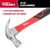 Hyper Tough 16-Ounce Claw Hammer with Fiberglass Handle, 2124V EasyOptionXY LLC