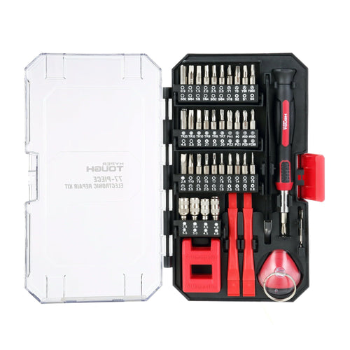 Hyper Tough 77 Piece Precision Tool Kit with Magnetic Screwdriver, Standard Size Bits, and Case, New Condition, EasyOptionXY LLC