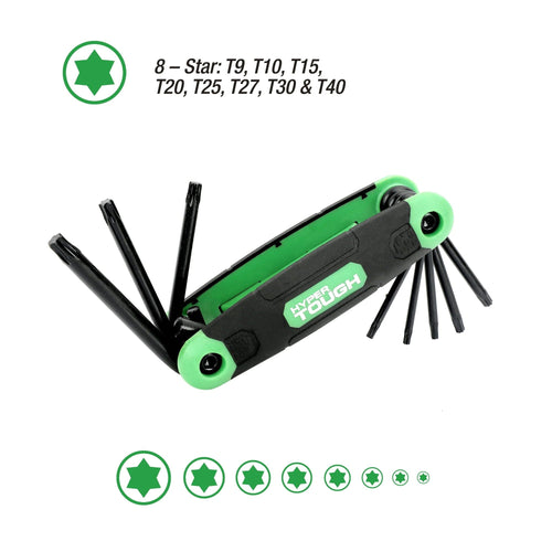 Hyper Tough 3-Pack Folding Hex Key Set with SAE, Metric, and Star, Model 1272V EasyOptionXY LLC