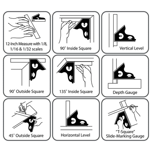 Hyper Tough 12-Inch Combination Square with Bubble Level EasyOptionXY LLC