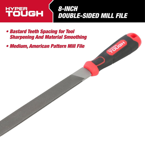 Hyper Tough 8-Inch Steel Mill Bastard File with Ergonomic Soft Grip, 2202V EasyOptionXY LLC
