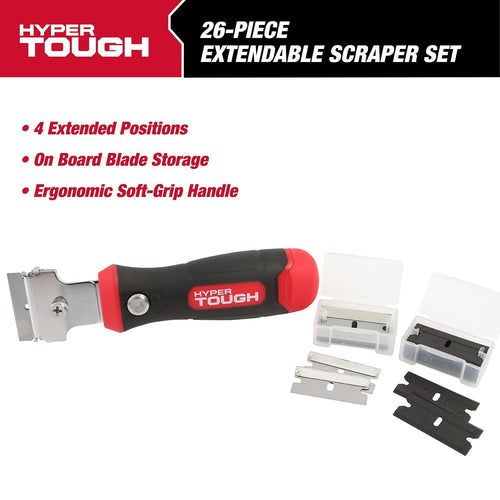 Hyper Tough 26-piece, 9-inch Extendable Razor Blade Scraper with Replaceable Blades, 2300V EasyOptionXY LLC