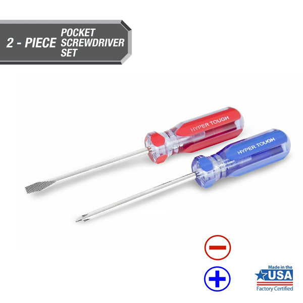 Hyper Tough 2-Piece Acetate Handle Mini Pocket Screwdriver, 4 1/2-inch Screwdriver Set EasyOptionXY LLC