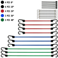 Hyper Tough 20 pieces Bungee Cord Set, Plastic Jar, Multi-Color, 2.31 oz EasyOptionXY LLC