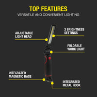 Hyper Tough Rechargeable Flip LED Work Light, Magnetic Base, Hanging Hook, 600 Lumens EasyOptionXY LLC