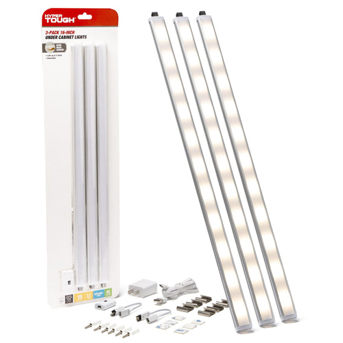 Hyper Tough 16" Under Cabinet Lights with Hand Wave Technology (Set of 3), Plug In EasyOptionXY LLC