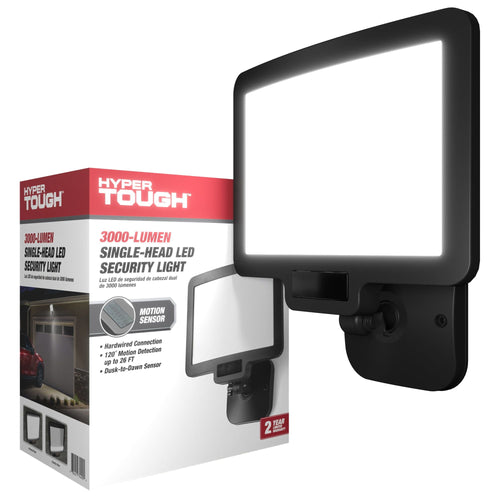 Hyper Tough 3000 Lumen LED Flood Light 120-Degree Motion Sensor in Black Finish, Hardwired 102-Degree Beam Spread EasyOptionXY LLC