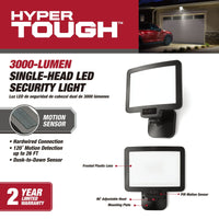 Hyper Tough 3000 Lumen LED Flood Light 120-Degree Motion Sensor in Black Finish, Hardwired 102-Degree Beam Spread EasyOptionXY LLC