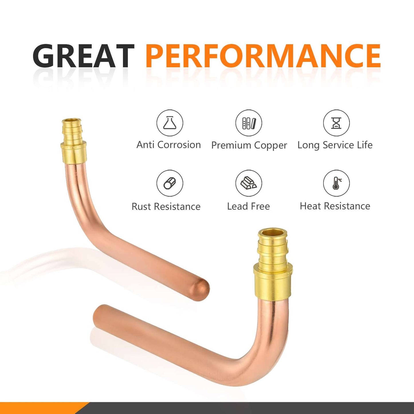PEX A Expansion 1/2" 6" Copper Stub