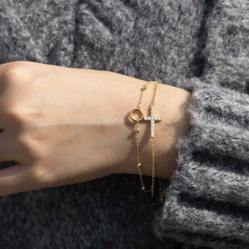 Gold Layered Cross Bracelet vanimy