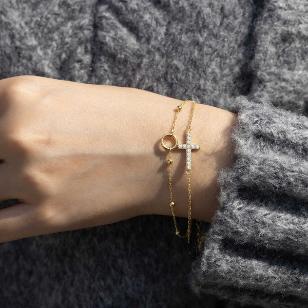 Gold Layered Cross Bracelet vanimy