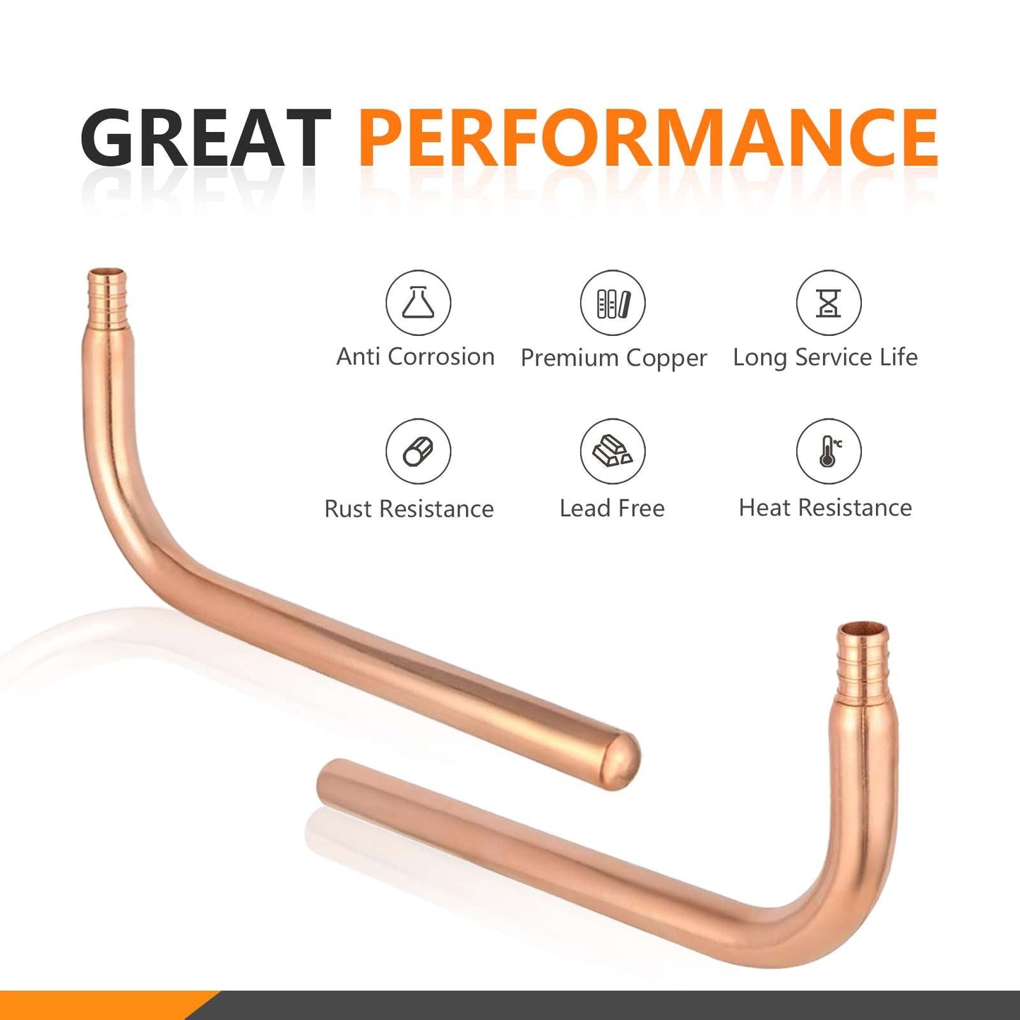 PEX Crimp 1/2" 8" Copper Stub