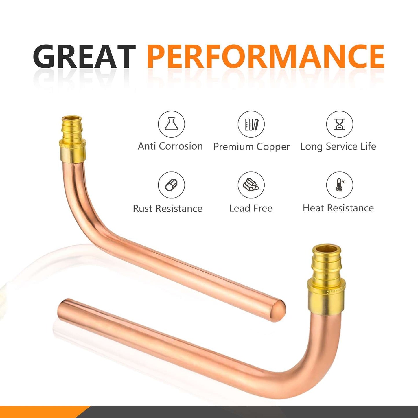 PEX A Expansion 1/2" 8" Copper Stub