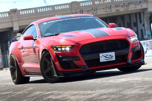 AlphaRex 15-17 Ford Mustang/18-20 Mustang Shelby GT350/GT500 MK II NOVA-Series LED Projector Headlights Alpha-Black OffRoadUSA.com