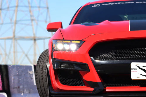 AlphaRex 15-17 Ford Mustang/18-20 Mustang Shelby GT350/GT500 MK II NOVA-Series LED Projector Headlights Alpha-Black OffRoadUSA.com